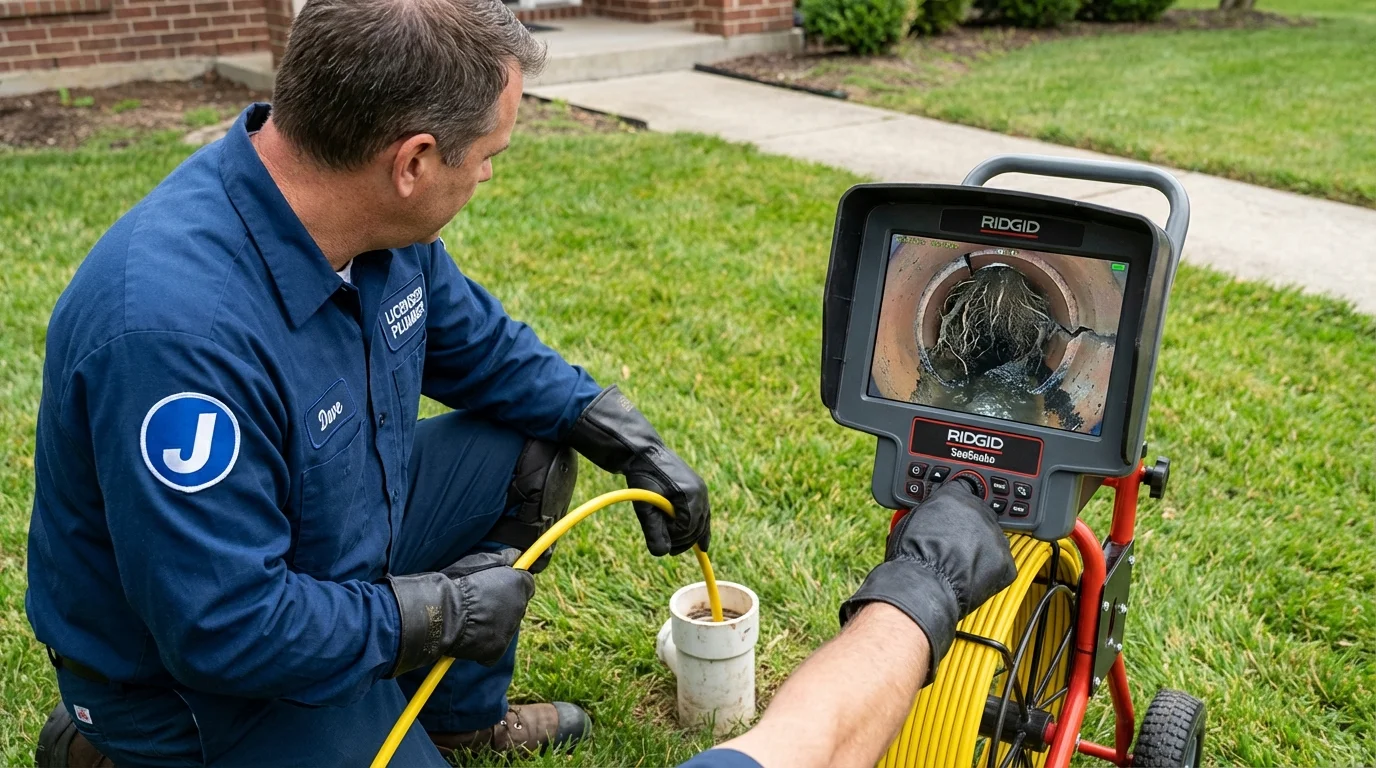 Sewer camera inspection being performed by Johns Plumbing LLC in Fort Mill
