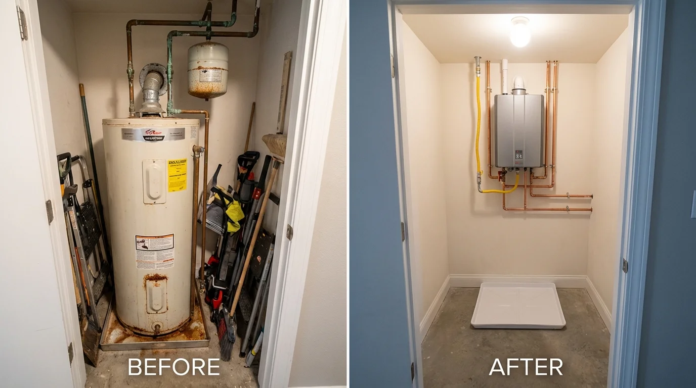 Tank water heater versus wall-mounted tankless unit comparison for Fort Mill, SC homeowners
